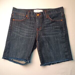 Paper Denim & Cloth Denim Shorts Size 29/8 Bermuda Length Mid Rise Raw Edge Hem